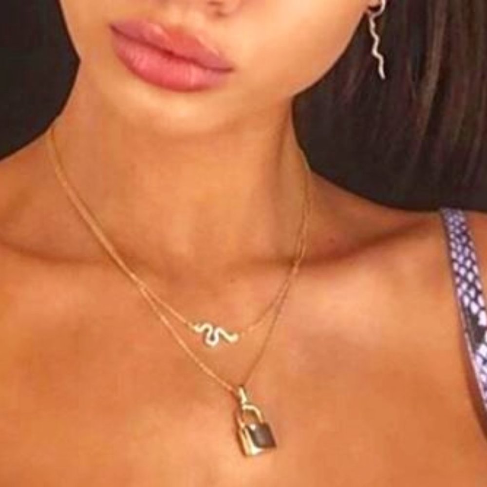 Lock Snake Double Layer Necklace